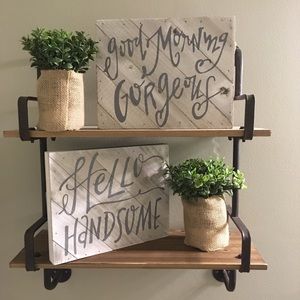 Set of good morning gorgeous hello handsome signs